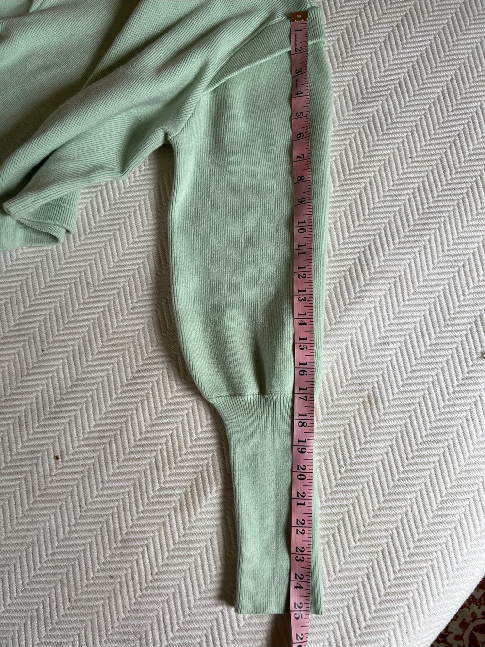 Jonathan Simkhai Ribbed cropped Puff Sleve Sweater Mint medium - Picture 6 of 9